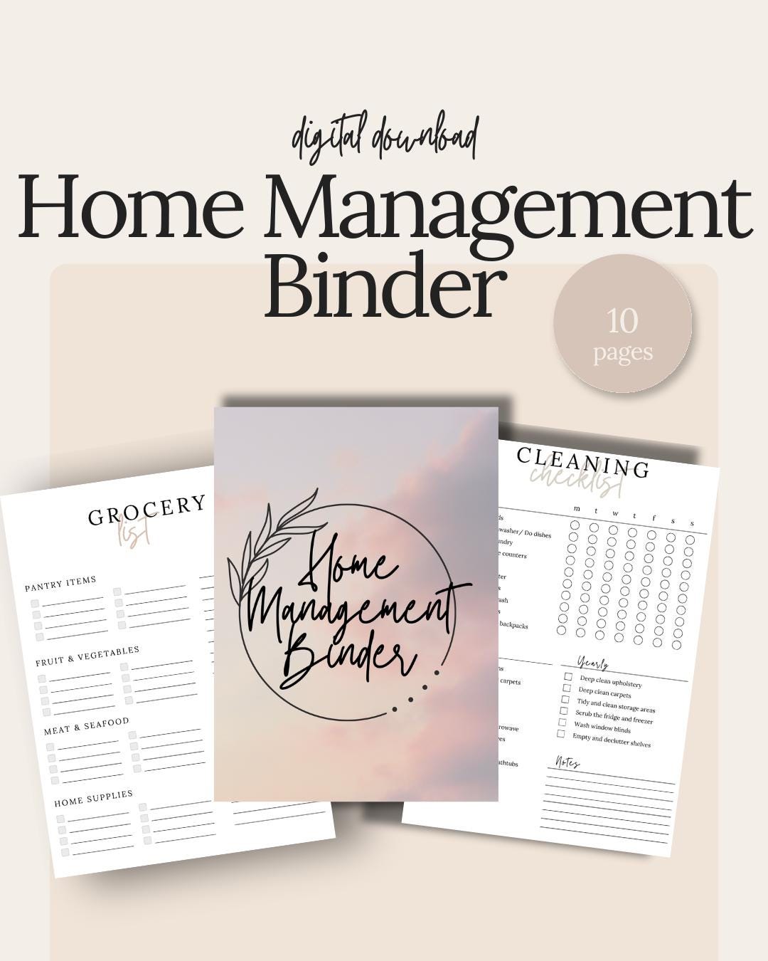 Home Management Binder Printable Life Planner Home Planner Digital ...
