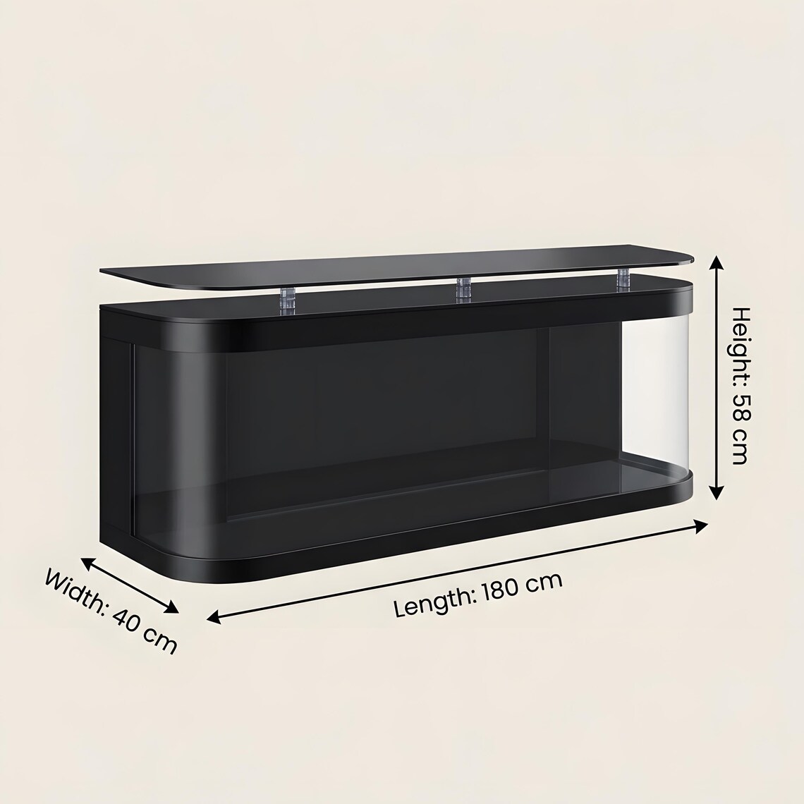 Fish Tank Console Aquarium TV Stand – Black Modern Fish Tank Console Cabinet With Built ...