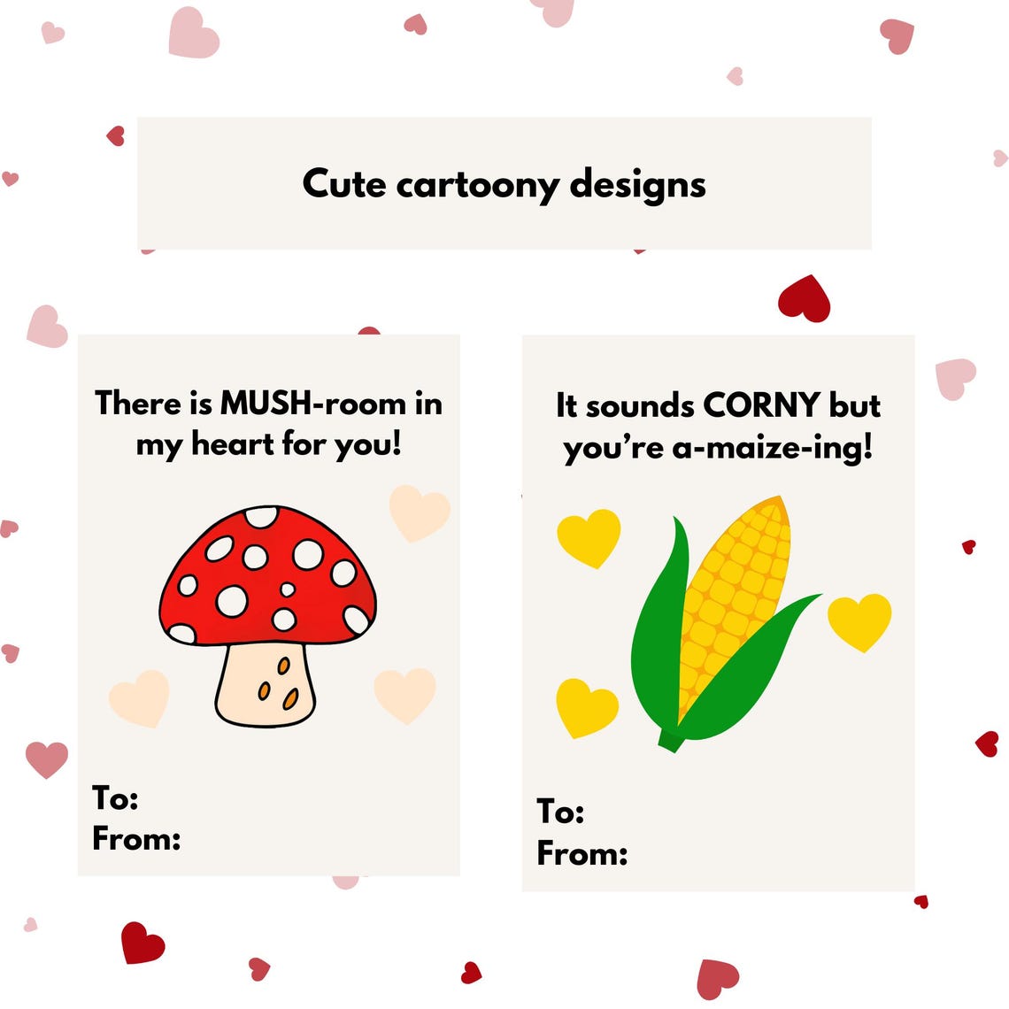 Printable Classroom Valentine Cards, 9 Vegetable Pun Kids School ...