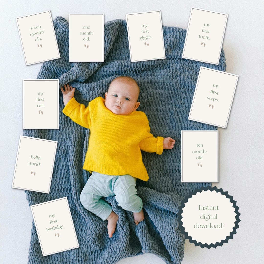 Minimalist Baby Milestone Printables | Modern Neutral Monthly Cards ...