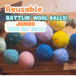 JUMBO Rattlin&#39; Wool Balls + CATNIP, perfect natural cat toy with fresh catnip always &lt;3 + colorful and reusable cat toys
