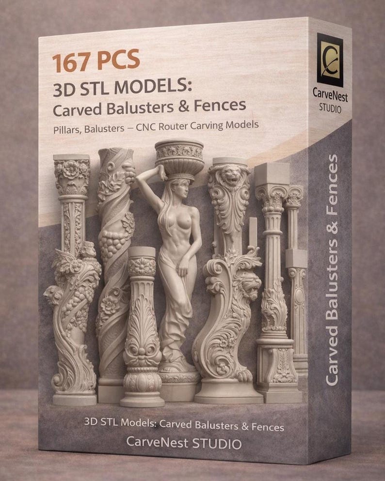 167 CNC STL Column & Baluster Models – Decorative Pillars, Banisters ...