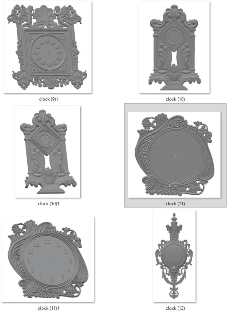 45 Decorative Wall Clock STL Models for CNC Router, 3D Relief Clock ...