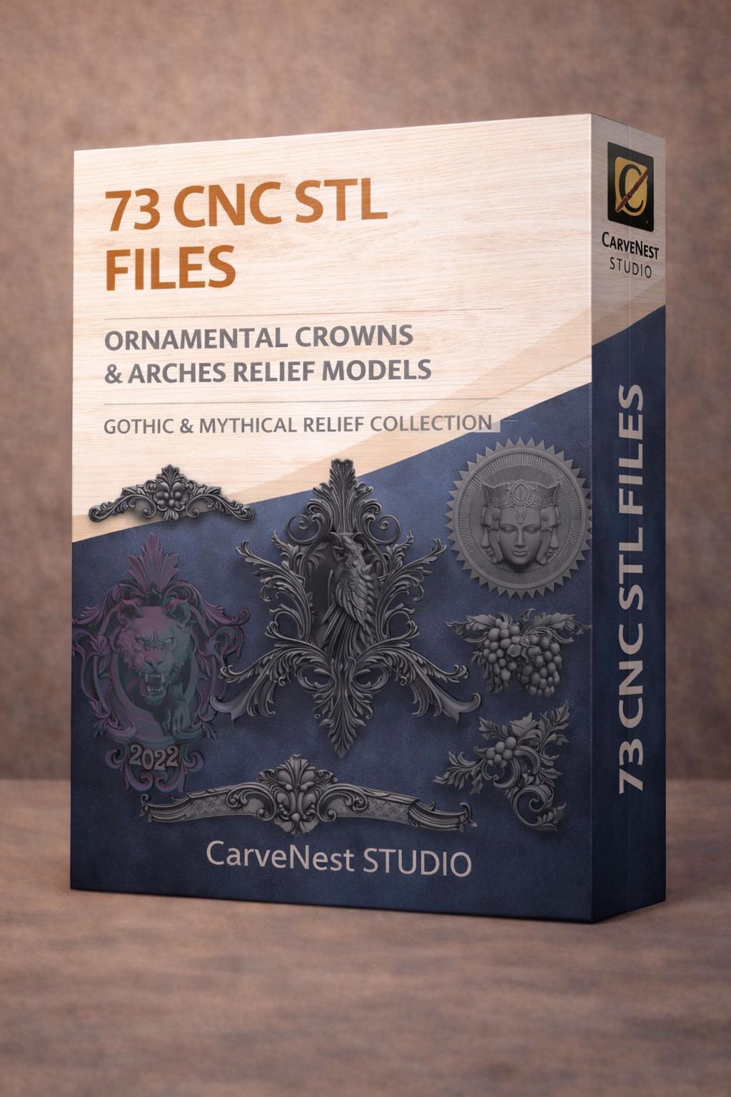 73 Gothic Baroque CNC Relief Models – Crowns, Arches (STL Files Digital ...