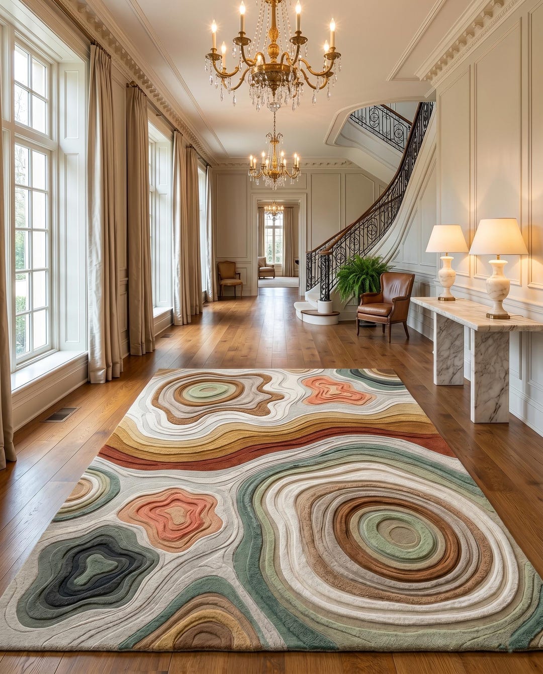 9x12 Multi Color 3D Topographic Rug, Hand Tufted Wool Area Rug, Agate ...