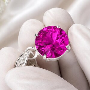 Natural Pink Ruby Round Cut 24.60 Ct Pendant 925 Sterling Silver GIE Certified Loose Gemstone