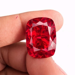GIE Certified 20.51 Ct Flawless Natural Red Ruby Cushion Cut Loose Gemstone