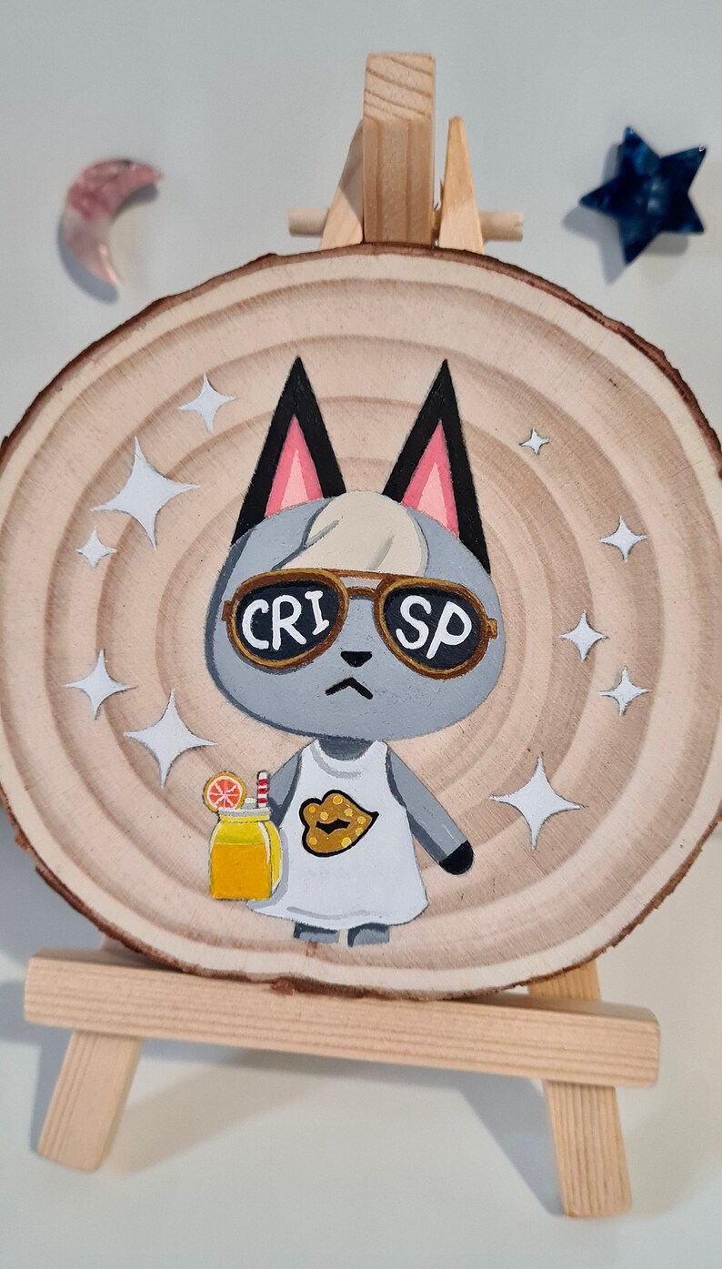 Download Animal Crossing Raymond Crisp Painting On Wood Slice With Display Easel Animal Crossing New Horizons Art Collectibles Painting Kientructhanhdat Com