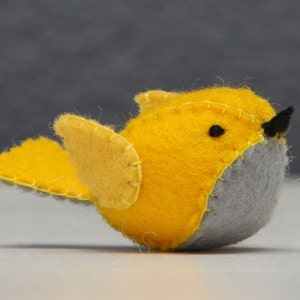 Felt Yellow Bird, Tiny Handmade Lovebird Gift