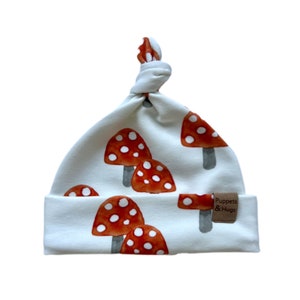 Hat toadstool (choose knotted or regular), knotted hat, with mushrooms, newborn hat, for baby, newborn gift, baby hat, winter baby, for him