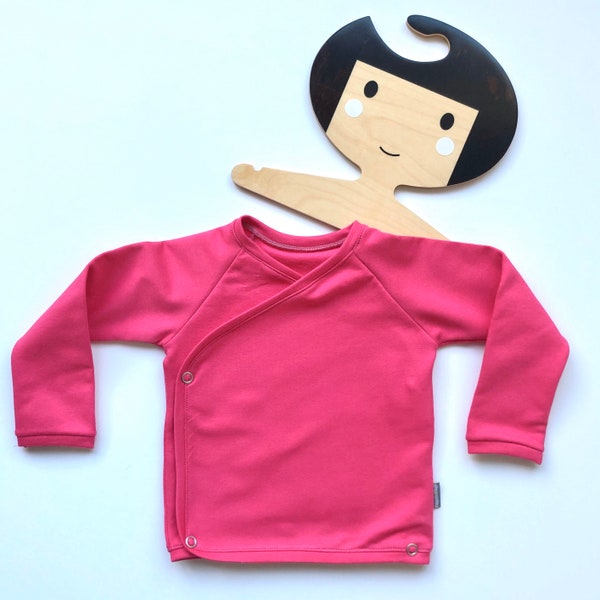 Baby-Shirt rosa, Wrap Shirt Baby rosa, leicht zu kleiden Shirt, Neugeborenen Shirt, süße Sbaby-Shirt, hell rosa wickeln Shirt, für Baby, für Kleinkind