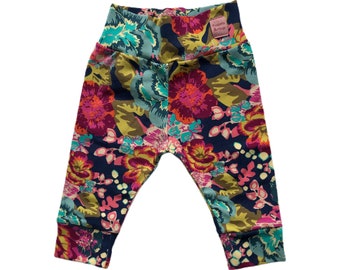 Baby pants bright flowers, trousers for baby, with flowers, harem pants, baby legging, for baby, for preemie, for toddler, for girl