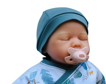 Bonnet bleu noué pour bébé, cadeau unisexe pour nouveau-né