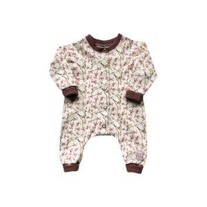 Baby girl romper, purple flower romper, newborn gift, homecoming outfit, romper with cuffs, home coming outfit baby girl, romper baby girl