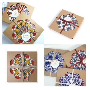 Trivet en céramique turque 7.2 , Sous-verres en carreaux de céramique, Hot Pot Pad, Porte-pot, Décor de cuisine MOTIF DE FEUILLES BLEUES Kraft Box (free)