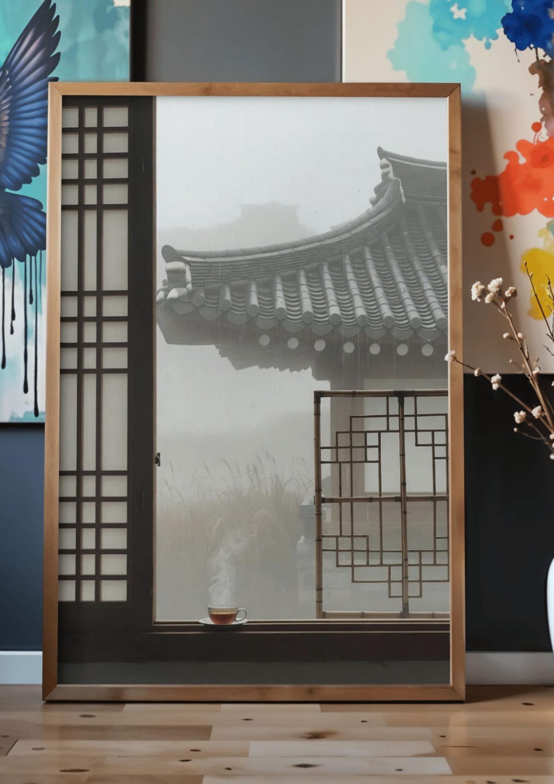 Hanok Window Visual ASMR Rainy Hanok Window Wall Art Printable #6 – Cozy Korean ...