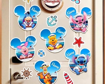 Personalized Princess Birthday Cruise Magnet, Disneyland Cruise Door Decor, Custom Name Birthday Door Magnet, Family Cruise Stateroom 19