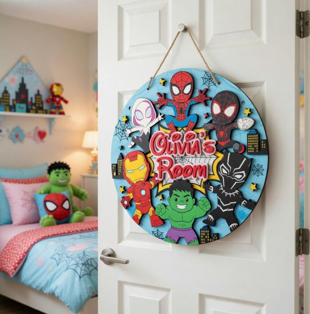 Personalized Elemental Inspired Door Sign, Kids Bedroom Name Sign ...