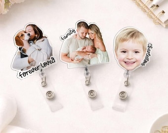 Personalized Photo Badge Reel, Retractable Work Badge Reel, Nurse Teacher Badge,Gift for Partner, Anniversary Gift Idea for Her or Him