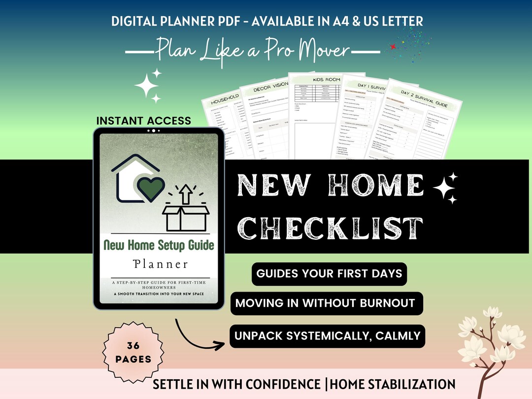 New Home Essentials Printable Checklist, First Home Moving Checklist ...