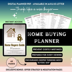 First Time Home Buyer Guide Planner, House checklist, home buying planner house hunting, Home Buying Process, Property overview