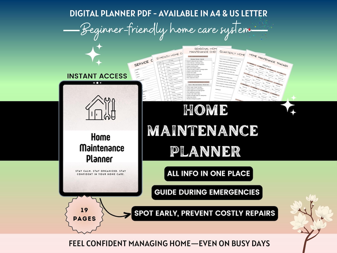 Home Maintenance Planner Printable PDF Home Maintenance Checklist ...