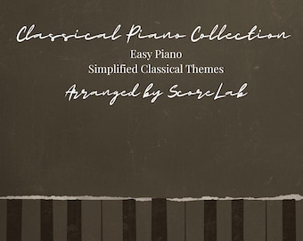 Paquete de piano clásico: Partituras fáciles para principiantes / Temas clásicos simplificados / PDF + vídeos MIDI