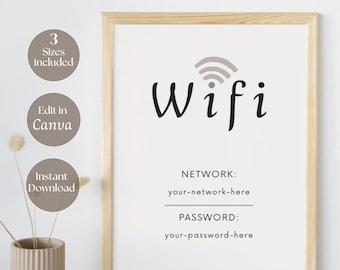 WiFi Sign Canva Template | Airbnb WiFi Password Sign | Printable Guest Internet Sign