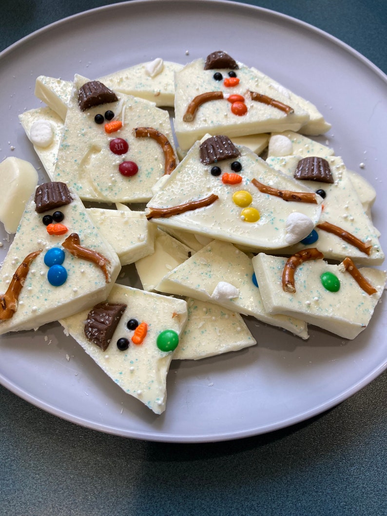 Snowman Chocolate Bark.