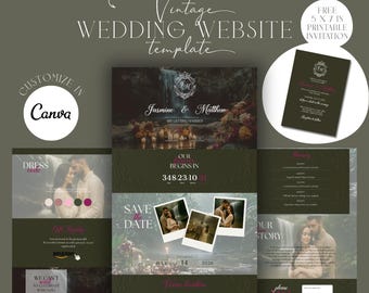 Modelo de site para casamento com tema de jardim intimista, confirmação de presença elegante (download digital)