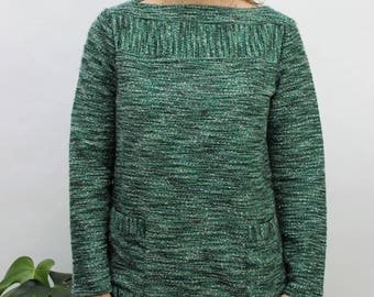 1960s Green Marl Jumper with Pockets Size UK 10, US 6, EU 38