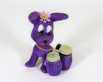 Kitsch Purple Felt Salt & Pepper Holder