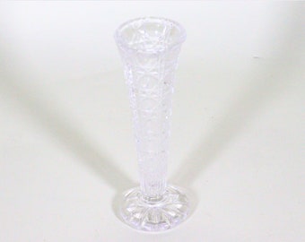 Clear Cut Glass Single Stem Vase/ Candlestick Holder