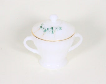 Anchor Hocking White Milk Glass Lidded Sugar Bowl