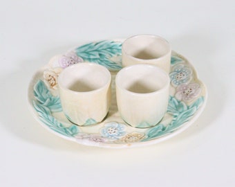 Avon Ware Pansy Design Set of Egg Cups & Dish