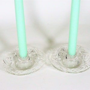 Pair of Clear Cut Glass Candlestick Holders