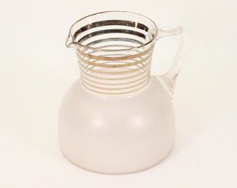 Frosted Glass with Gold Rim Pitcher Jug