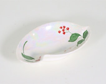 Crown Devon White Iridescent Berry Design Trinket Dish