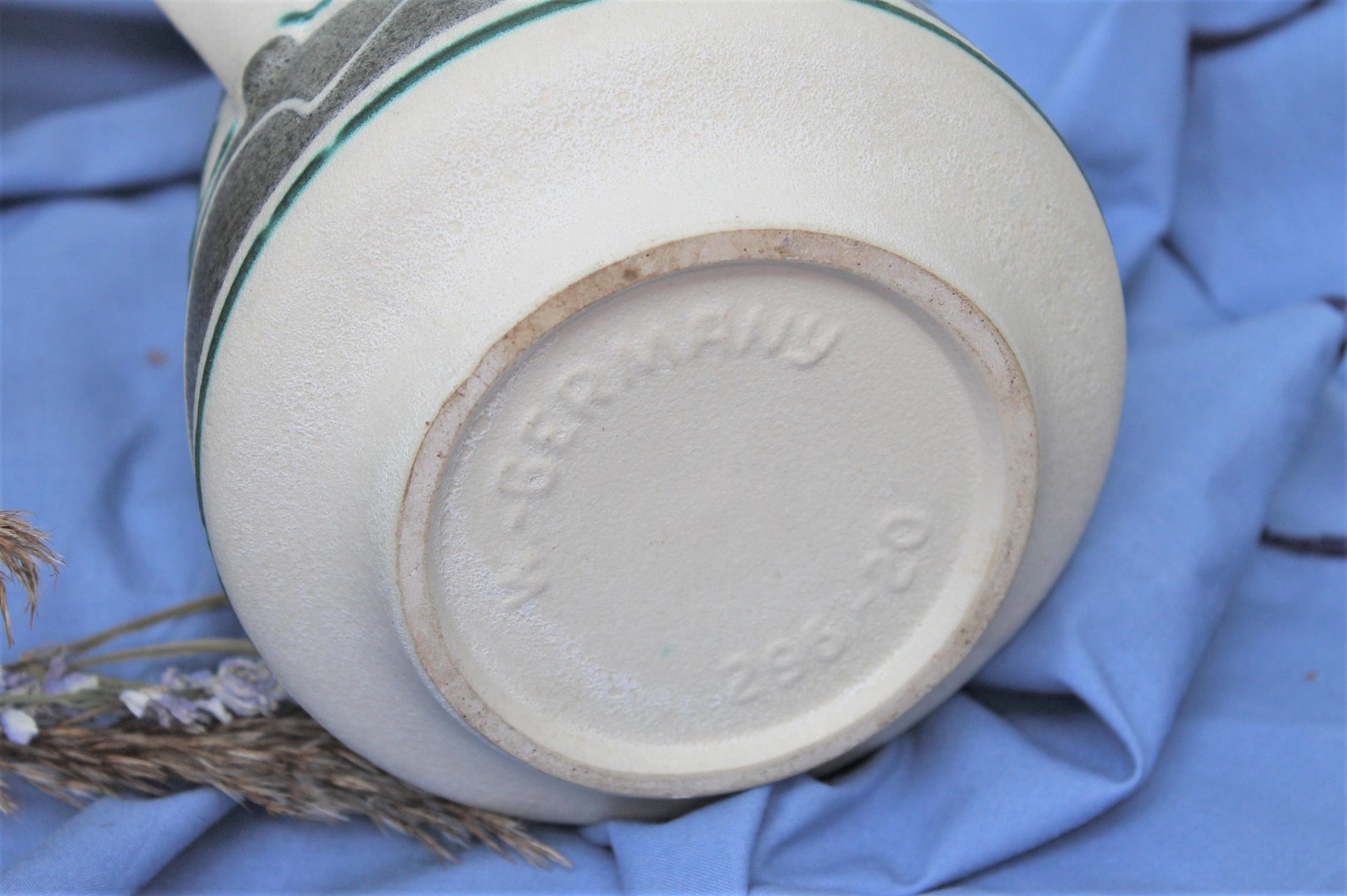 West German Pottery Cream & Grey Jug/Vase Etsy