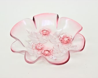 Pink Scalloped Flower Design Decorative Dish