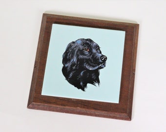 Black Retriever Dog Framed Tile Trivet