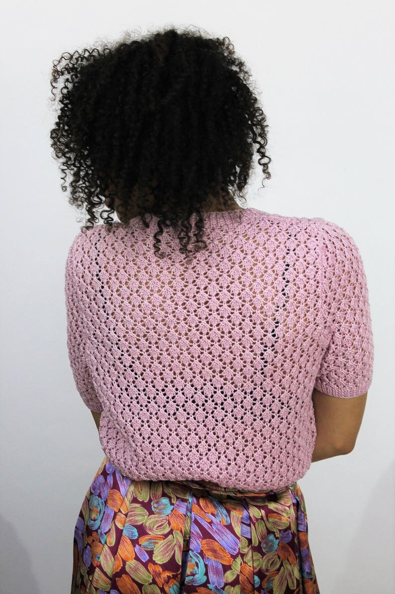 1980s Lilac Short Sleeve Sweater Size UK 10 US 6 EU 38