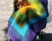 Rainbow Crocheted Baby Blanket Granny Square Multicolor designed by Columbinecrochet on Etsy