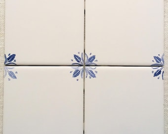 Sample for Megan (1) Hand-Painted Delft Tile: Antique Style Floral Art (4) 4x4 USA Made