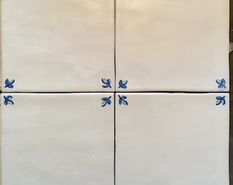 Little leaf Hand-Painted Delft Tile: Panel  Floral Accent, USA Made (20)4"x4"