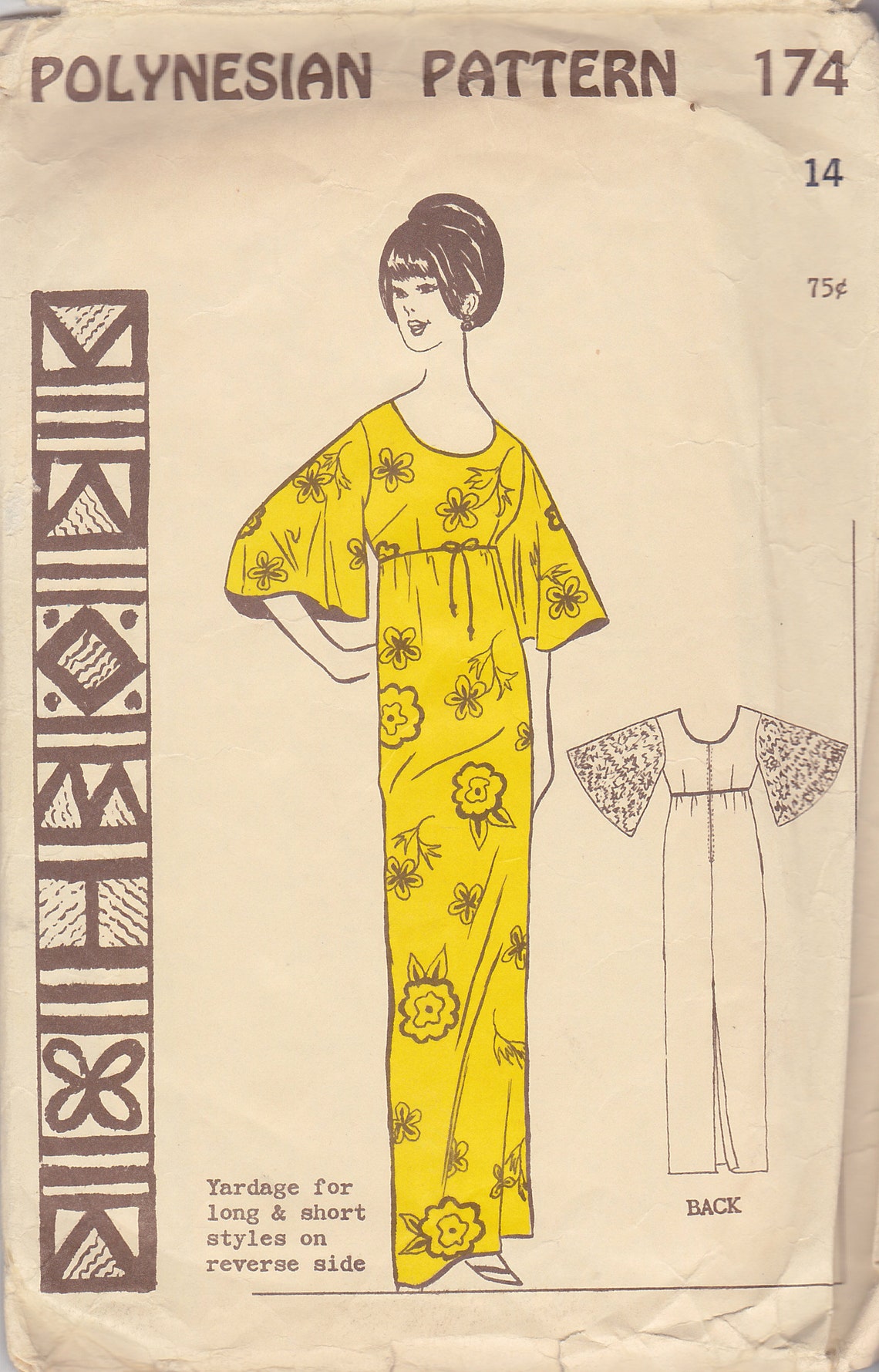 1960s Hawaiian Muumuu Vintage Pattern Polynesian 174 Size Etsy