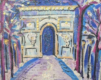 Paris Art Print,Arch de Triumph Wall Art,French Romantic Art,France Travel Poster,European Travel ,Paris Landmark Print,World Travel Poster