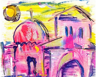 Original Venice Sunrise Acrylic Painting on Canvas Board