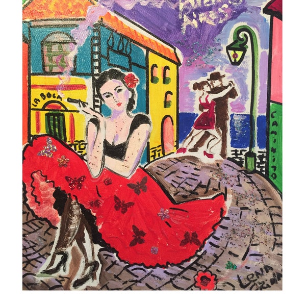 Buenos Aires Print, Argentina Travel Poster, South American Art Print, Dancing Couple Print, Tango Art, Tango Dance Wall Art, Bedroom Art