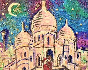 Paris Art Print,Sacred Heart Cathedral Wall Art,Romantic Art,France Travel Poster,European Travel ,Paris Landmark Print,World Travel Poster